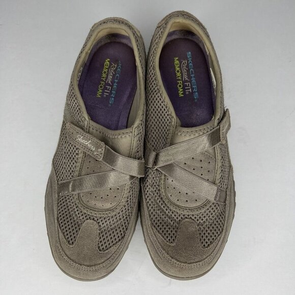 Skechers Breathe Easy Two of a Kind Taupe Suede Mesh Women's Size 8.5 Shoes - Picture 5 of 9